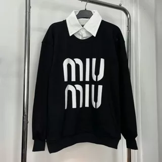 Áo Sweater Nỉ, Phối Cổ Sơ Mi MiuMiu, Dày Dặn, Phong Cách Oppa, TN25160