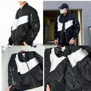 Áo khoác Bomber Nike 3 lớp Trần Trám DEGO Nam Nữ Fomr Chuẩn BB2