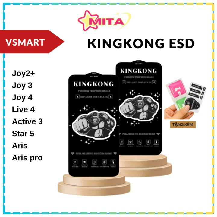 Cường Lực Kingkong Vsmart Live 4,Joy 4 ,Active 3,Joy 2plus Joy 3,Aris, Aris Pro, Star4, Star 5 Full màn tặng bộ dán