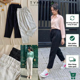 Quần Baggy Linen Tưng Premium Lưng Chun Gân Giữa 2 Màu TYMLIC