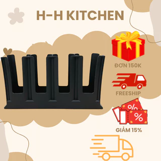 Kệ đựng ly, cốc trà sữa, kệ ống hút nhựa ABS đúc nguyên khối loại xéo/ ngang 4 ngăn H.H KITCHENWARE