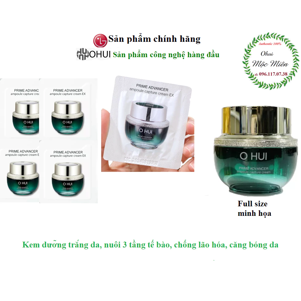 [13][Date 2026] Gói kem Ohui xanh dưỡng trắng,căng bóng chống lão hoá Ohui Prime Advancer Ampoule Capture Cream sample