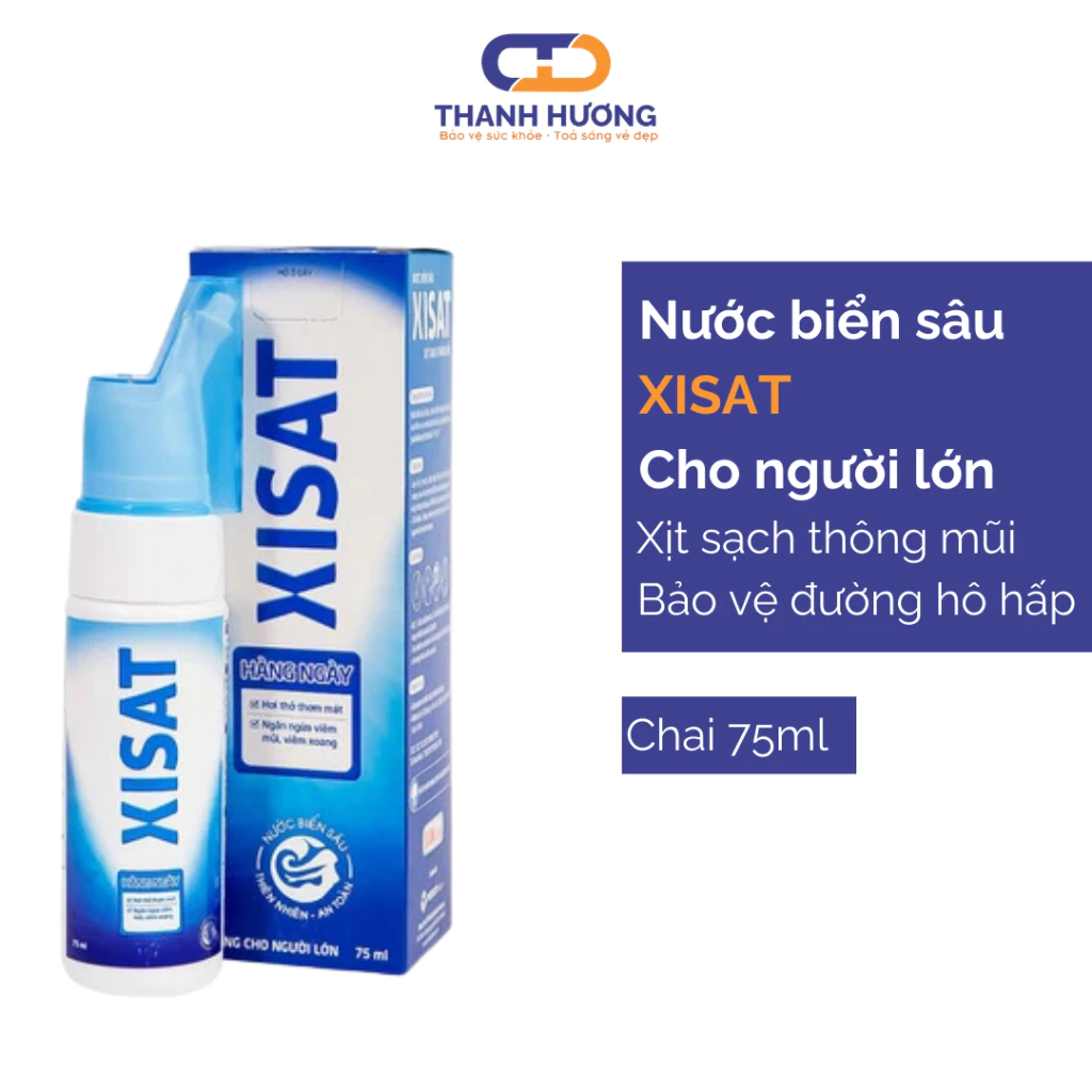 XỊT MŨI NƯỚC BIỂN SÂU XISAT HẰNG NGÀY 75ml PHÒNG NGỪA SỔ MŨI, NGẠT MŨI, VIÊM XOANG