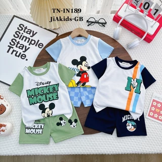 TNin189 [8-25kg] Bộ Bé Trai Thun Cotton Minkymom Mickey Cổ Tròn