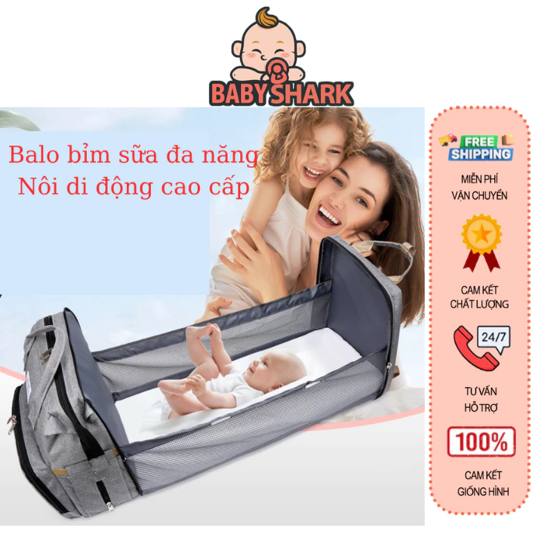 Balo Bỉm Sữa Di Động Đa Năng Sunshine Cho Mẹ Tích Hợp Nôi Di Động Cho Bé Túi Đựng Đồ Sơ Sinh Chất Liệu Vải Cao Cấp