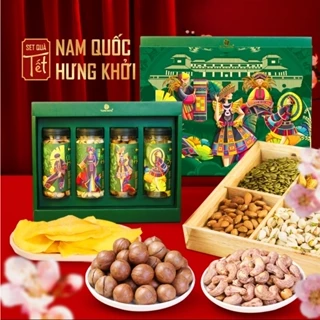 Set quà tặng Nam Quốc Hưng Khởi, hộp quà hạt dinh dưỡng TANU NUTS sang trọng