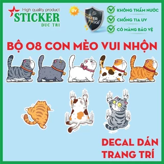 1 Bộ 8 CON MÈO, KORUMI, LOTSO, UNICORN... Decal chống nướcvui nhộn dán trang trí ô tô xe máy, cửa kính, bàn tủ tường đẹ