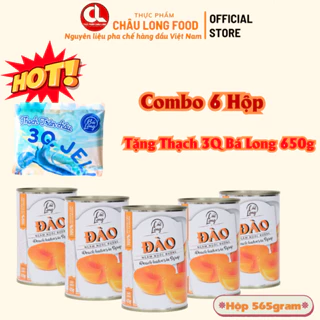 Combo 6 lon đào ngâm nước đường Asiahome 425g, 565g