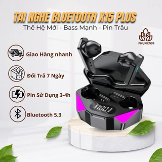 (Free Ship) Tai nghe chơi game Bluetooth không dây TWS X15 có micrô âm thanh Bass HiFi Thích hợp Tai Nghe Giá Rẻ