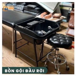 Bồn gội đầu rời full phụ kiện kèm gối kê đầu + Chân sắt sơn tỉnh điện