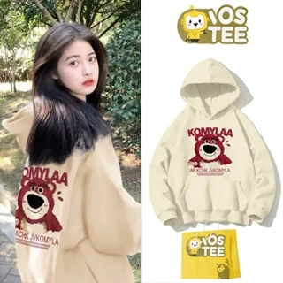 Áo nỉ hoodie da cá in hình gấu dâu Lotso có 2 màu cho các bạn teen IOSTEE