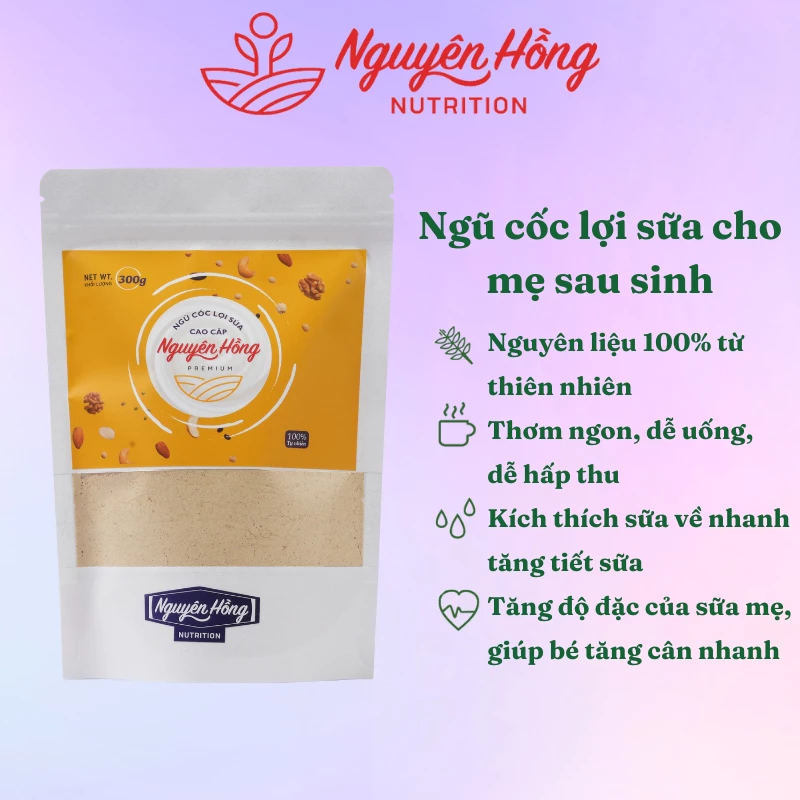 Ngũ cốc lợi sữa Nguyên Hồng túi 300 Gram – Bột ngũ cốc lợi sữa cho mẹ sau sinh từ 16 loại hạt tự nhiên cao cấp