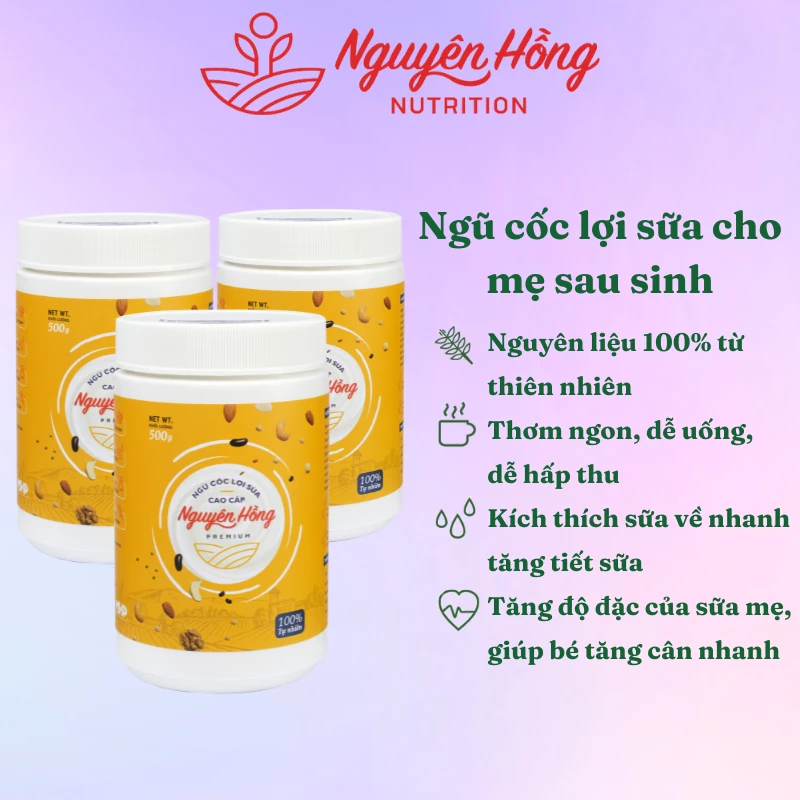 Ngũ cốc lợi sữa Nguyên Hồng Combo 3 hộp 500 Gram – Bột ngũ cốc lợi sữa cho mẹ sau sinh từ 16 loại hạt tự nhiên cao cấp