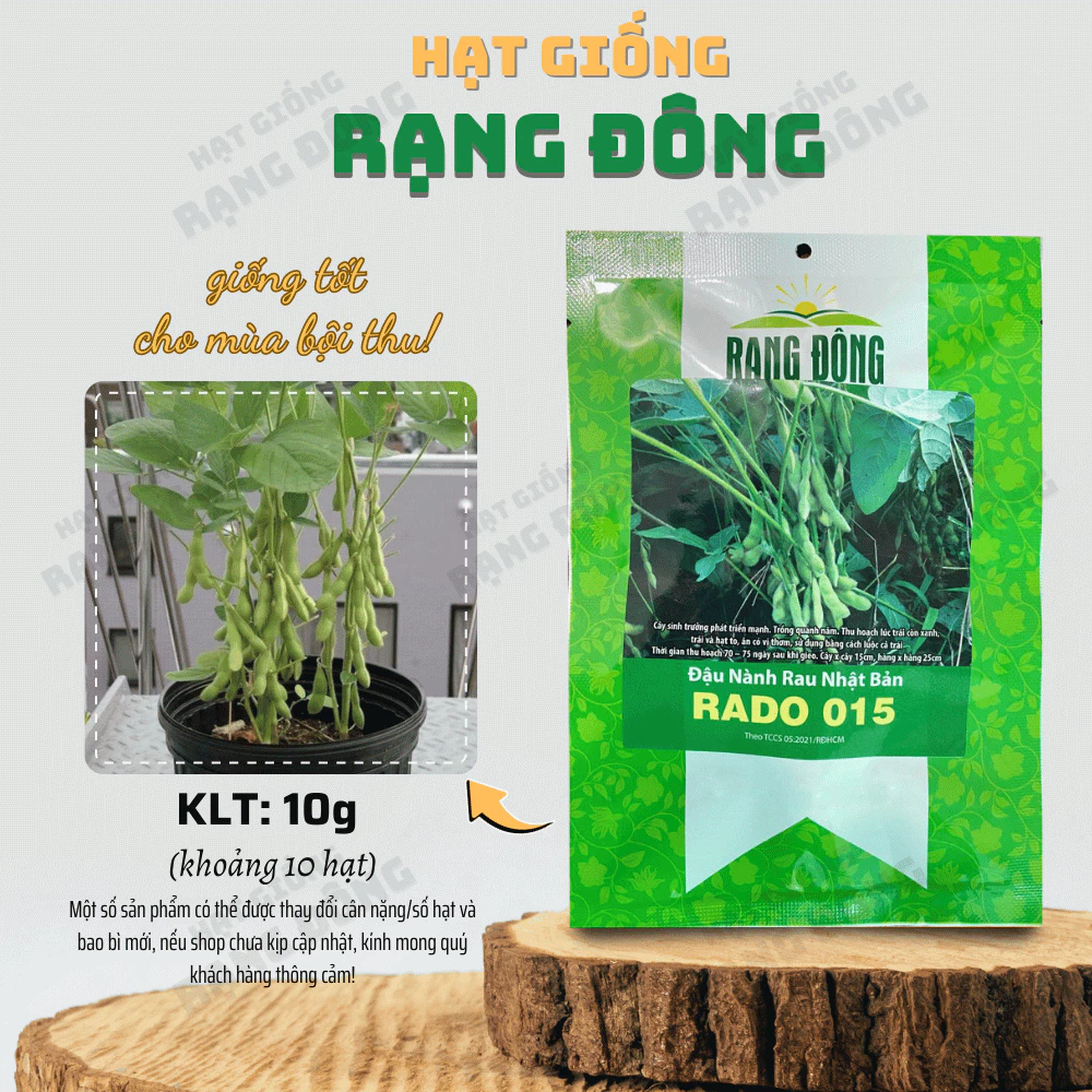 Hạt giống Đậu Nành Rau Nhật Bản Rado 015 (10g~10 hạt) sinh trưởng khỏe, năng suất cao, dễ chăm sóc - Hạt giống Rạng Đông