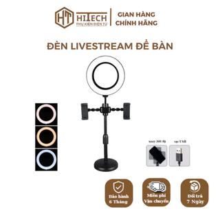 Đèn Livestream Để Bàn 16cm + 2 Kẹp, 3 Chế Độ Đèn, Chụp Hình, Quay Video, Make Up - HiTech