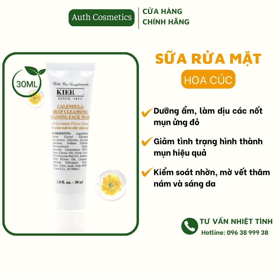 Sữa Rửa Mặt Hoa Cúc Kiehl's Calendula Deep Cleansing Foaming Face Wash