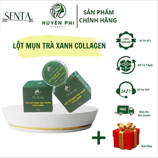 Bột Lột Mụn Trà Xanh Collagen,Làm Sạch Mụn Đầu Đen,Mụn Cám,Sợi Bã Nhờn,Vi Beauty 50g