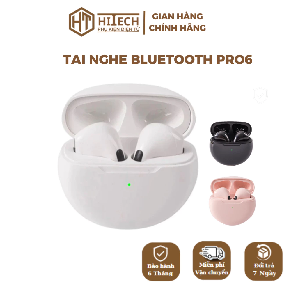 Tai Nghe Bluetooth Không Dây Pro 6, Bản Quốc tế Âm Thanh Chuẩn HIFI, Đa Dạng Sắc Màu, Cảm Biến, Đổi Tên - HiTec