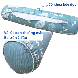 Vỏ gối ôm cotton 100 kích thước 35 x 95 cm có khóa kéo dọc