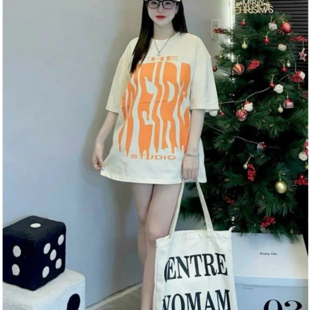 Áo thun nữ tay lỡ form rộng chất cotton su in chữ THE phong cách Hàn Quốc  M1245