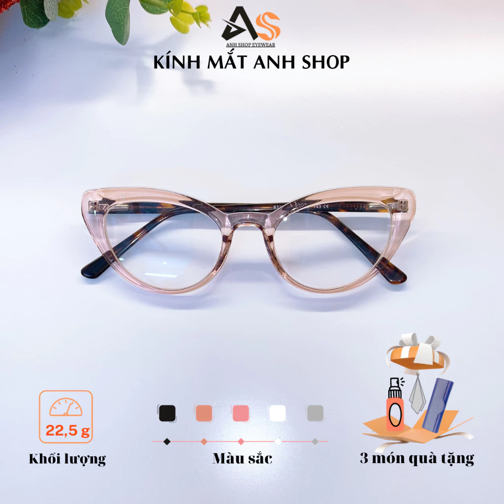 Kính mắt mèo mắt nhỏ thời trang nữ nhựa dẻo lõi kim loại 8338A
