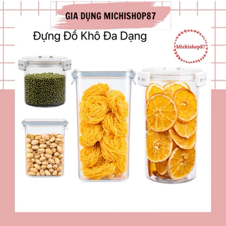 Hộp đựng thực phẩm đồ khô, ngũ cốc trái cây sấy, sữa bột Hokori Việt Nhật, Hộp bảo quản đồ ăn trong suốt nắp kín