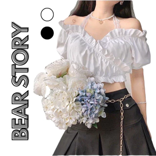 Áo Croptop Trễ Vai Voan Đắp Chéo Phối Ren Siêu Xinh Nữ Tính - AK009 | bear.story