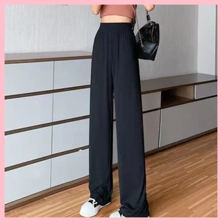 Quần Ống Suông Tăm, Quần Ống Rộng Cạp Cao Kiểu Culottes Co Giãn Form Xinh Hách Dáng