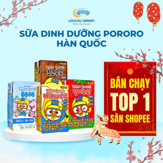 Sữa tươi Pororo - Sữa dinh dưỡng Pororo Hàn Quốc mẫu mới đủ 4 vị chuối, dâu, socola, nguyên kem mẫu 2022