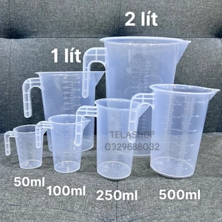 Ca ly cốc đong ml định lượng 500ml 1000ml 2L có vạch chia nhựa PP an toàn