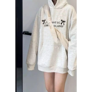 Focus local brand fashion vintage in nơ long sleeve áo khoác hoodie sweater nữ bigsize unisex 100%cotton