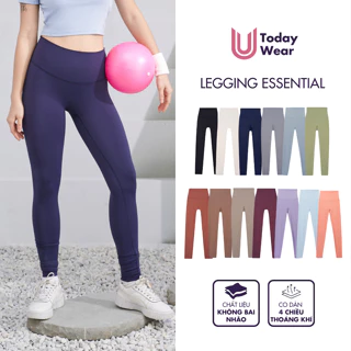 Quần tập gym yoga thể thao nữ legging Essential lưng cao màu trơn Today U Wear