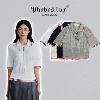 [Mirror Quality] Polo TB Lapel Knit Shirt Season2024- Áo polo nữ TB thắt nơ