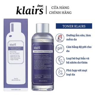 Nước hoa hồng không mùi Klairs Supple Preparation Unscented Toner - 180ml