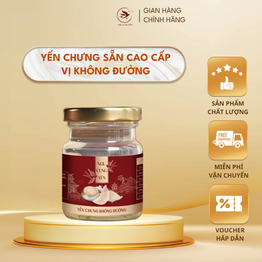 Tố Yến Sào Chưng Sẵn Nguyên Chất Không đường - 35% yến tươi/ hũ 70ml- Quà Tặng, Quà Biếu Tết - Ngự cung yến