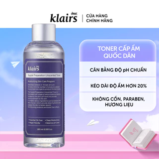 [CHÍNH HÃNG] Nước hoa hồng Dear, Klairs Supple Preparation Unscented Toner 180ml