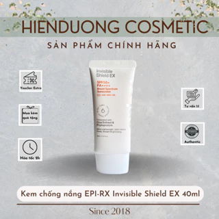 Kem chống nắng EPI-RX Invisible Shield EX fullsize 40ml | KCN Phổ rộng Epi RX nâng tone nhẹ, dưỡng ẩm, bảo vệ da