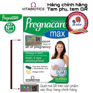 (Chính hãng - sẵn) Vitamin bầu pregnacare max hộp 84v