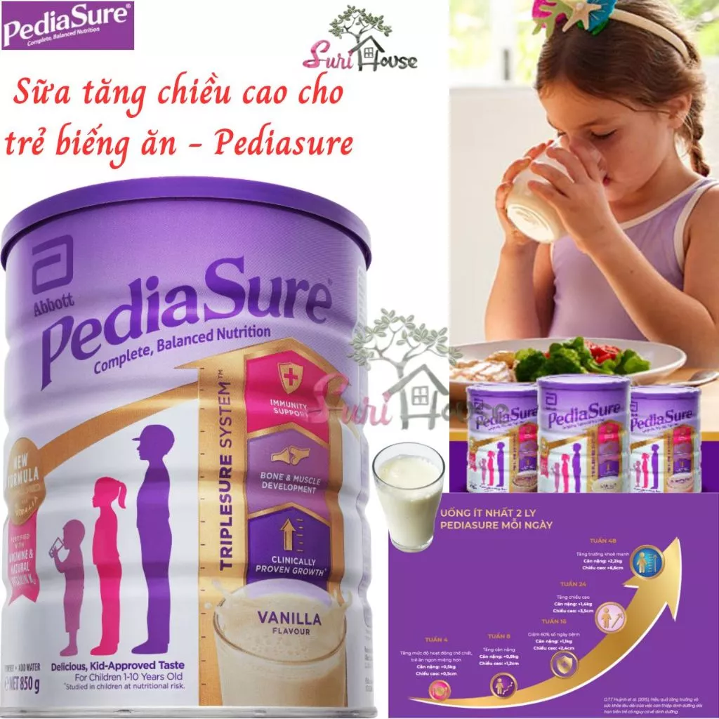 Sữa tăng cân cho bé từ 1-10 tuổi Pediasure Mỹ giúp phát triển chiều cao, cân nặng và trí tuệ của trẻ Surihouse89