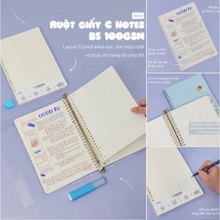 KLONG - Ruột sổ kẹp còng C Notes (6 x 6) mm B5 100 tờ 100/76; MS: 536 - bujo, giấy cornell