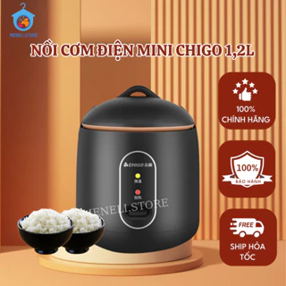 Nồi cơm điện mini tráng chống dính CHIGO, nấu hầm súp cháo đa năng, dung tích 1,2L BH 12 THÁNG