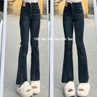 ( Mẫu mới 2024 ) Quần jeans ống loe xẻ gấu Yến Tee,Quần jeans đi học,quần che khuyết điểm