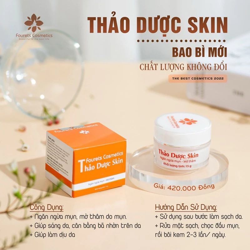 Cao Mụn Thảo Dược Skin Fourets Cosmetics, Se Cồi Mụn, Đẩy Độc Tố, Giảm Thâm, Kiềm Dầu, Phục Hồi Da - 15g [ CHÍNH  HÃNG ]