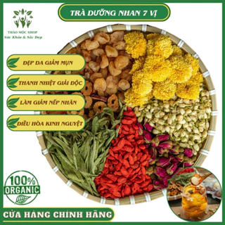 ✅[CHÍNH HÃNG]Trà Dưỡng Nhan 7 Vị (Gồm: Hoa Cúc; Nụ Hoa Hồng; Long Nhãn; Kỷ Tử; Táo Đỏ, Cỏ ngọt, Hoa nhài)