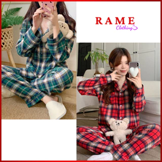 Đồ Bộ Pijama Bộ Mặc Nhà Nữ Dài Tay RAME CLOTHING Chất Cotton Mềm Mại Không Nhăn