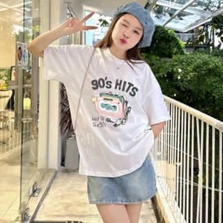 Áo thun nữ, áo phông nữ tay lỡ unisex 90'S, áo form rộng full cotton oversize streetwear phong cách siêu Kute