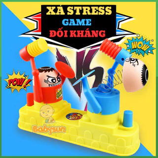 Đồ chơi đập búa lò xo đối kháng, võ sĩ gõ đầu búa 2 người chơi chiến đấu vui nhộn, Board game gia đình, Đồ chơi trẻ em