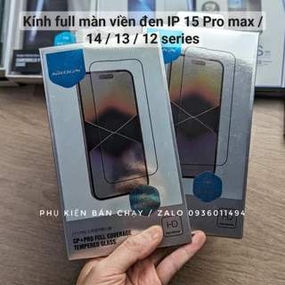 Kính cường lực Nillkin CP + Pro Full viền đen dán màn IP 15 Pro max / 13 / IP 14 Pro max / 12 / 11 / XS / XR / X