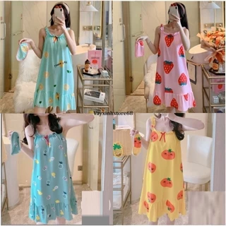 Váy ngủ nữ có đệm ngực cute xinh xắn 8564 👗 Váy mặc ở nhà có đệm 👗 Đầm ngủ mặc nhà có mút ngực 👗 Đồ ngủ nữ