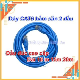 Dây cáp mạng LAN CAT6E bấm sẵn 2 đầu chuẩn RJ45 kết nối wifi internet cho máy tính dùng được ngoài trời 10m 15m 20m